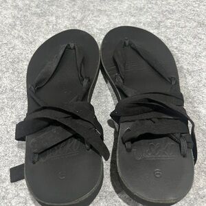 Black Strappy Sseko Ribbon Sandals